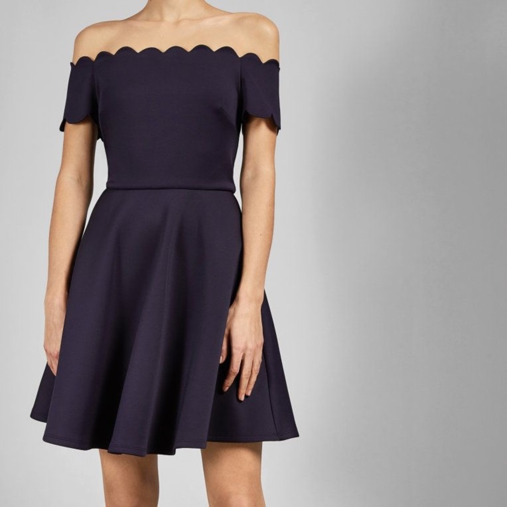 NWT Ted Baker FELLAMA Bardot scallop skater dress